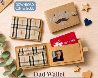 Dad Paper Wallet Gift Card Holder SVG,  Cricut SVG Template for Father's Day Birthday Retirement and Thank You Gift for Dad from Kids