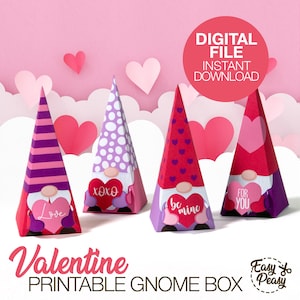 Boîte de bonbons gnome à imprimer soi-même pour la Saint-Valentin - Coffret cadeau chocolats pour amis - Boîte gourmande Saint-Valentin - Modèle pdf | TÉLÉCHARGEMENT IMMÉDIAT