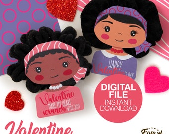 Portacoleteros imprimible DIY para San Valentín (coletero negro) - Tarjetas de San Valentín - San Valentín infantil - Plantilla PDF / DESCARGA INSTANTÁNEA