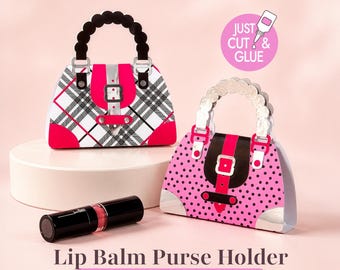 Lip Balm Purse SVG for Cricut, Mini Paper Handbag Favor Box for Tween Spa Party and Girls Birthday Gifts