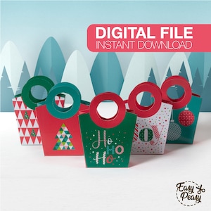 Sacs-cadeaux de bonbons de Noël bricolage pour panier-cadeau de bonbons de Noël Boîte à bonbons imprimable Modèle de boîte-cadeau au chocolat pdf | TÉLÉCHARGEMENT IMMÉDIAT