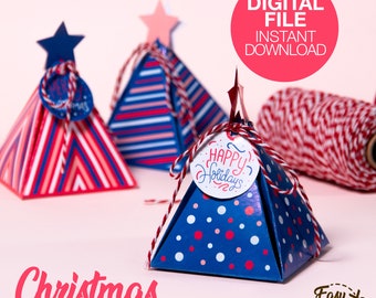 DIY Printable Christmas Tree Candy Gift Boxes - Templates for Christmas - Chocolate Gift Box Templates pdf | INSTANT DOWNLOAD
