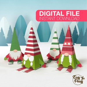 DIY Gnome Printable Christmas Boxes - Chocolate Gift Boxes - Candy Gift Boxes Template pdf | INSTANT DOWNLOAD