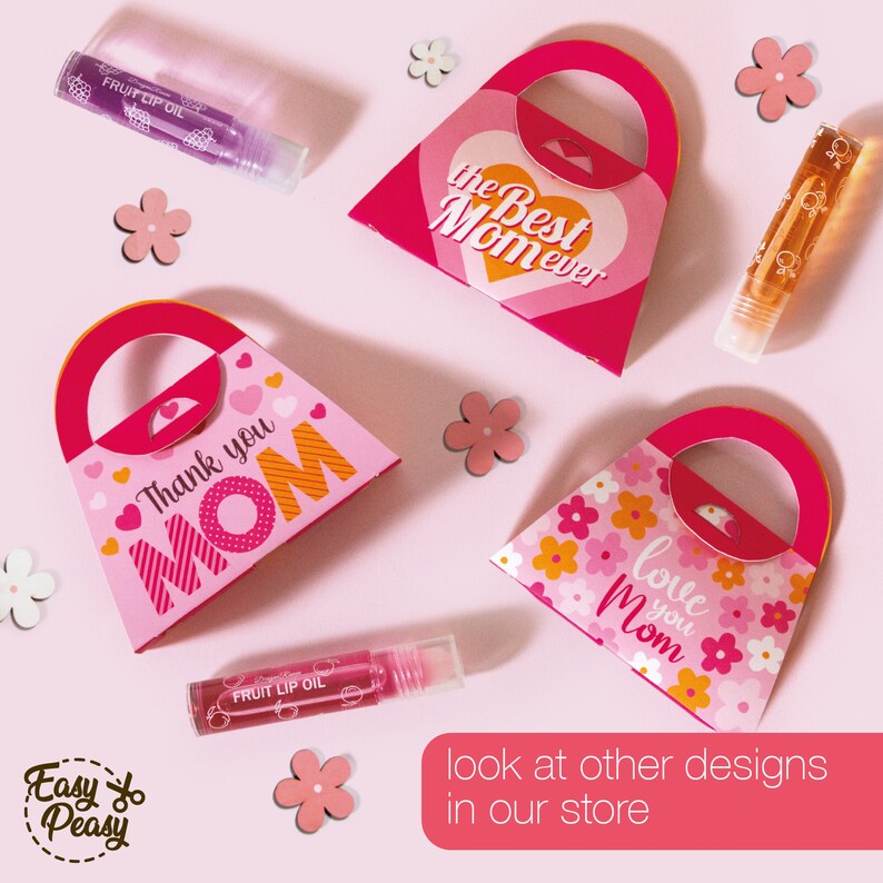 DIY Mother’s Day Printable Lip Balm Purse Gift Bag - Chapstick Holder - Lipstick Box - Template pdf | INSTANT DOWNLOAD
