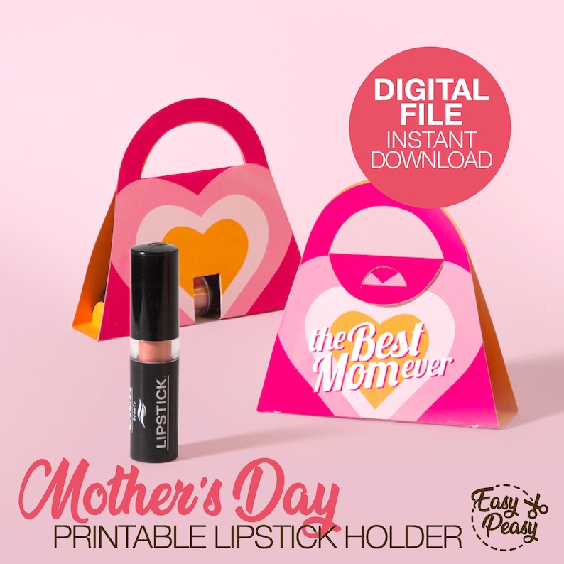 DIY Mother’s Day Printable Lip Balm Purse Gift Bag - Chapstick Holder - Lipstick Box - Template pdf | INSTANT DOWNLOAD