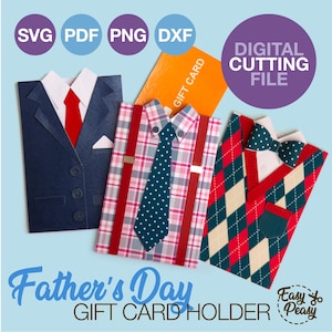 Bricolage fête des pères SVG porte-cartes en téléchargement numérique porte-monnaie porte-cartes cadeau pour papa anniversaire fichier SVG pour Cricut