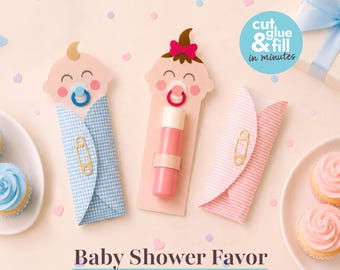 Lip Balm Holder SVG for Baby Shower Favors | Easy Chapstick Favor Template for Cricut and Silhouette Cut File | Baby Party Gift For Guests