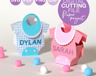 DIY Baby Shower Onesie Favor Box SVG Template | Personalized Baby Name Gift Box (Digital Download)
