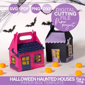 3D Haunted House Treat Box SVG Halloween Favor Box for Trick or Treat Party Favors DIY Cricut Candy Box Template SVG File for Halloween