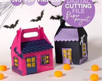 3D Haunted House Treat Box SVG Halloween Favor Box for Trick or Treat Party Favors DIY Cricut Candy Box Template SVG File for Halloween