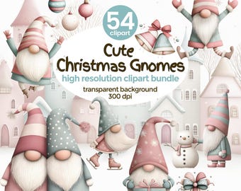 Paquete de imágenes prediseñadas de gnomos navideños caprichosos / Gnomos navideños de invierno para imprimir y proyectos de manualidades