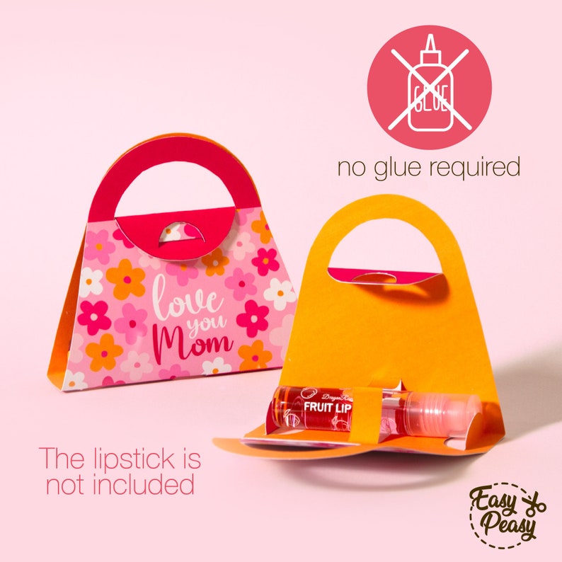 DIY Mother’s Day Printable Lip Balm Purse Gift Bag - Chapstick Holder - Lipstick Box - Template pdf | INSTANT DOWNLOAD
