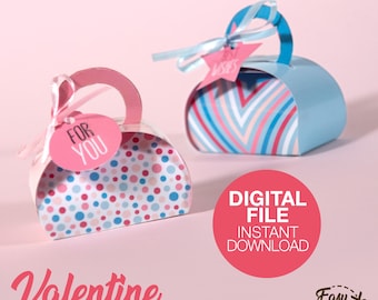 Juego de monederos de papel imprimibles para el día de San Valentín: plantillas para cajas de regalo para el día de la madre, cajas de regalo de dulces, plantillas en PDF / DESCARGA INSTANTÁNEA