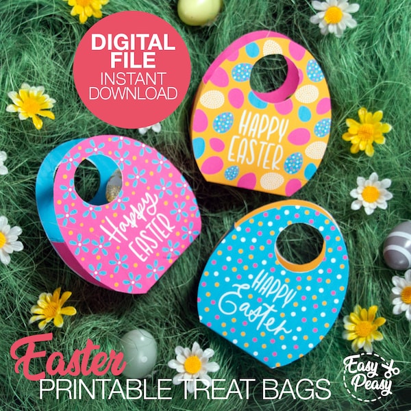 DIY Printable Easter Candy Bags - Easter Egg Chocolate Gift Box - Printable Box Template pdf | INSTANT DOWNLOAD