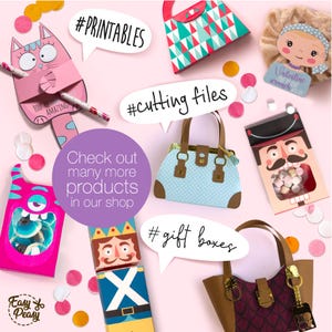 Gift card holder shaped like a wrapped present; digital cutting files SVG, PDF, PNG, DXF; paper project with bow; fits standard gift cards; ideal for Christmas or birthday; for Cricut and Silhouette; 300 DPI; includes tutorial and commercial license