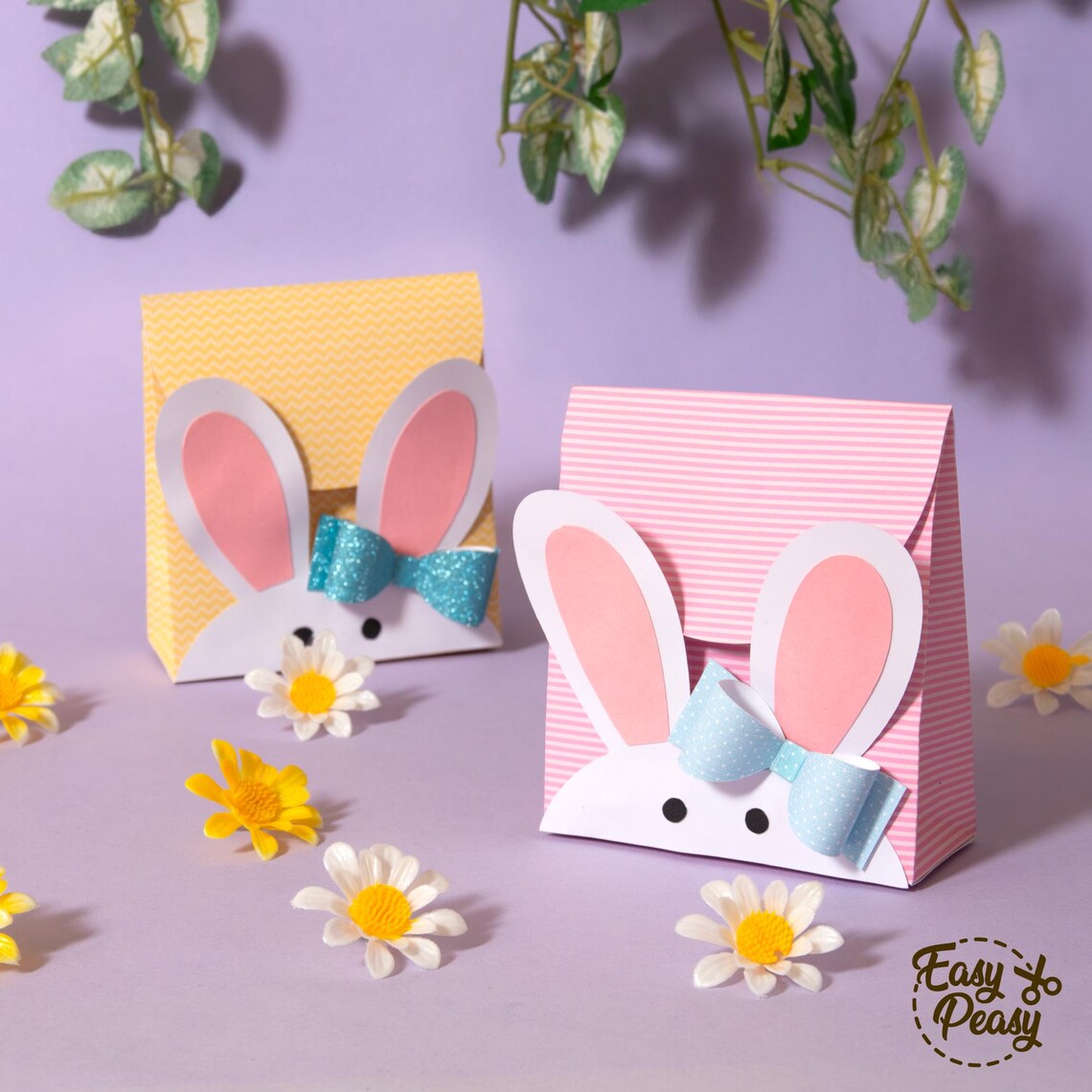 DIY Easter Bunny Bag SVG File Paper Favor Box Template for Easter Egg ...