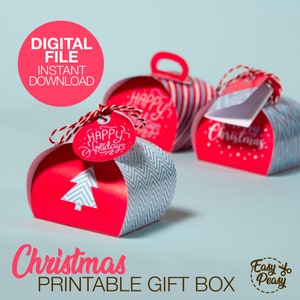DIY Christmas Printable Candy Gift Boxes - Chocolate Gift Box - Template pdf | INSTANT DOWNLOAD