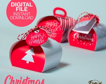 DIY Christmas Printable Candy Gift Boxes - Chocolate Gift Box - Template pdf | INSTANT DOWNLOAD