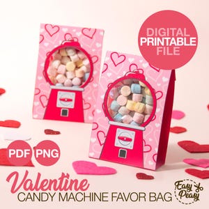 DIY Printable Valentine's Day Gift Bag - Valentine's Gift Box for Friends - Valentine Treat Bag for Kids - Template pdf | INSTANT DOWNLOAD