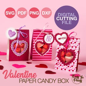 Sac de bonbons Saint-Valentin bricolage fichiers coupés SVG pour Cricut Saint-Valentin porte-bonbons modèle de boîte en papier Saint-Valentin sac cadeau boîte de cadeau