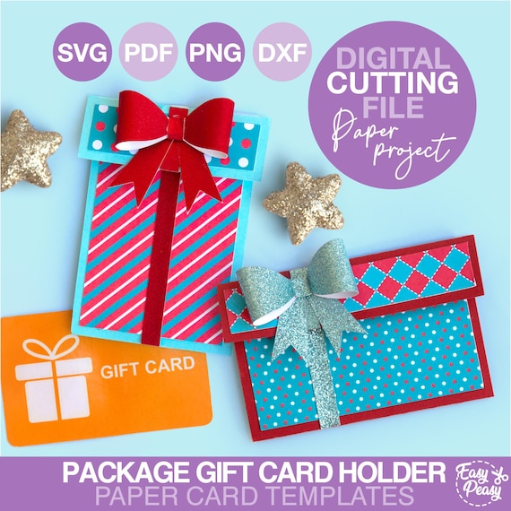 DIY Gift Card Holder SVG Cricut File | Christmas Paper Card SVG Template | Festive Card Box for Birthday | Holiday Present Card