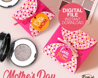 Cajas de regalo de maquillaje imprimibles para el Día de la Madre DIY - Embalaje de joyas - Contenedor de sombra de ojos - Caja de polvo facial - Plantilla pdf / DESCARGA INSTANTÁNEA