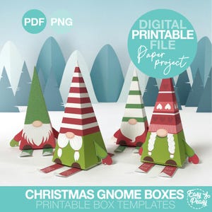 DIY Gnome Christmas Printable Boxes Chocolate Gift Boxes Holiday Candy Box Xmas Candy Holder Christmas Favor Box Template PDF PNG