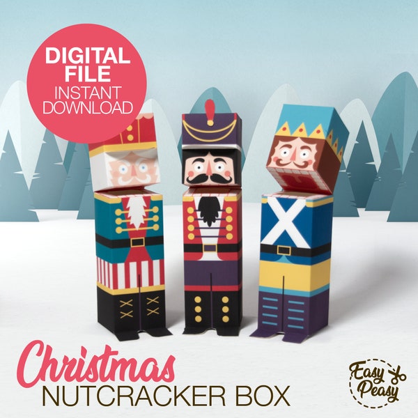 DIY Printable Nutcracker Gift Boxes - Original Christmas Wrapping - Digital Nutcracker Candy Box Template Set pdf | INSTANT DOWNLOAD