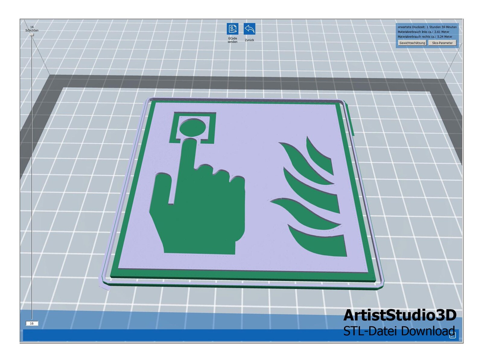 3D Fire Safety Sign for Fire Alarm According to ASR A1.3/ ISO 7010; STL ...