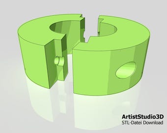 3D clamping ring split 48 mm inner diameter; 3D clamping ring split for 3D printing, clamping ring; STL file; file for 3D printer; download