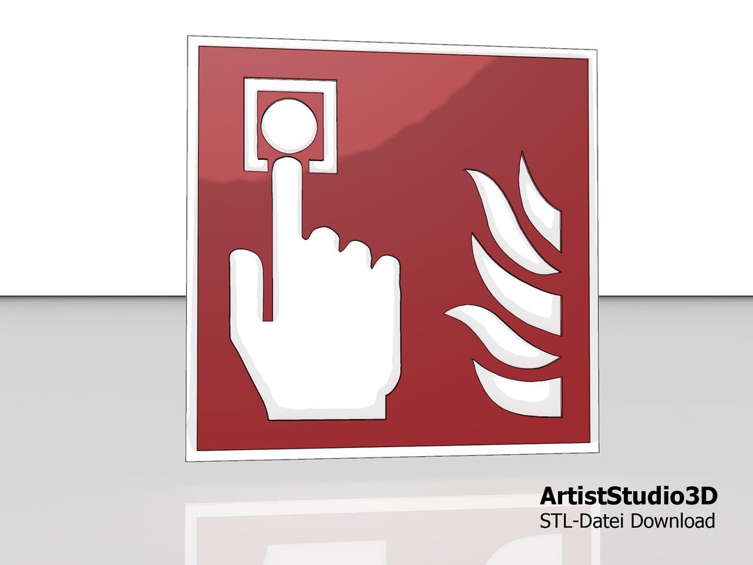 3D Fire Safety Sign for Fire Alarm According to ASR A1.3/ ISO 7010; STL ...
