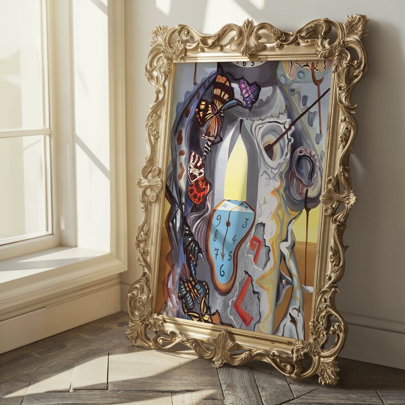 Salvador Dali Gemälde Leinwand - The Waves Mit Rahmen - Surrealismus Wandbild 90x130cm