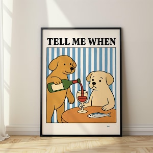 Sag mir wann Poster Retro Wein Druck, Cheers druckbare Kunst Rot & Blau trendige Wandkunst, Cin Cin Poster, Dekor lustige Wandkunst
