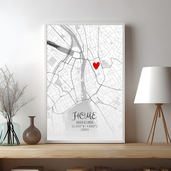 Koordinaten Bild Zuhause, Einzugsgeschenk Wohnung Haus Poster, Haus Adresse, Personalisierbare Karte für Zuhause, Geschenk für Zuhause