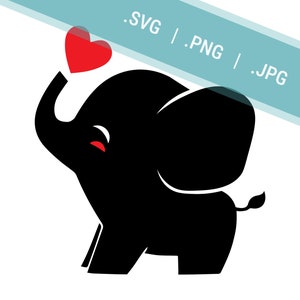 Baby Elephant SVG for Onesies, Baby Shower Gifts and Nursery Decorations | Little Elephant with a Heart | Cut File for Vinyls and Iron-Ons