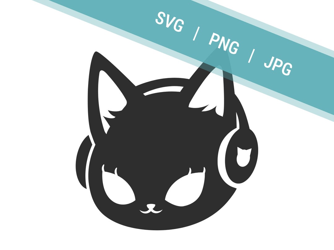 Girl Cat Face With Headphones SVG File Cut File for Cricut Etsy