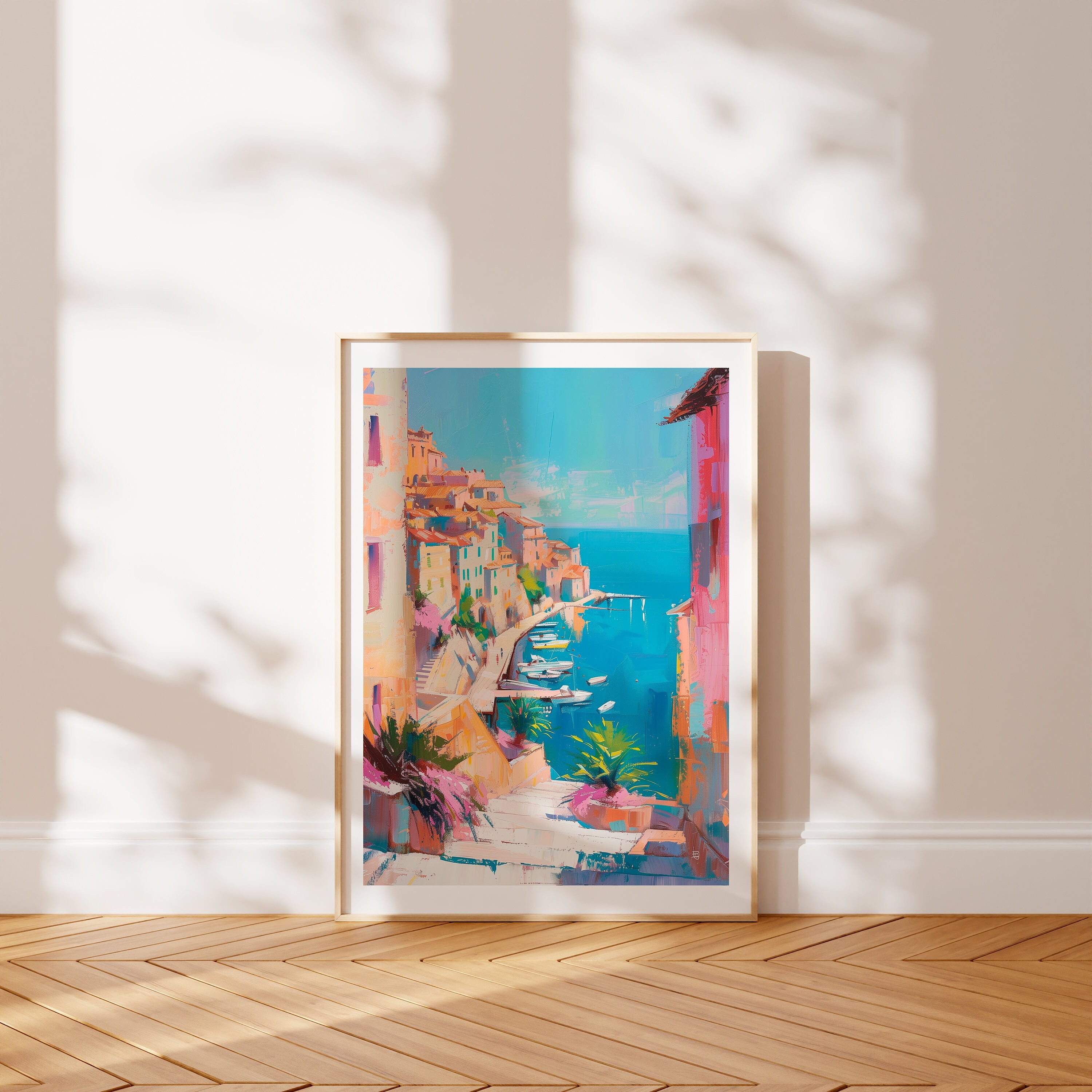 Framed Summer in Sicily Print | Vibrant Pastel Landscape | Renoir -Inspired Wall Decor | Nature-Inspired Giclee | Unique Art Print