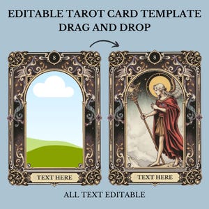 Vintage Tarot Card Frame Template, Editable Canva Tarot Card Design, Ornate Tarot Deck Frame, Create Custom Tarot Cards
