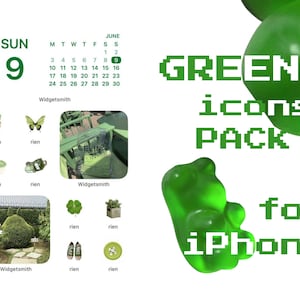 Green Icons Pack for iPhone - 30+ Icons, Widgets & Wallpapers | Updatable Pack | Soft Colors, Cute Anime Aesthetic,  Home Screen