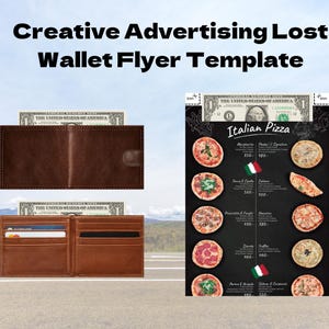 Kreative Werbung Lost Wallet Flyer Vorlage | Bearbeitbare Vorlage | Als verlorene Geldbörse getarnt Ziehe Aufmerksamkeit mit einer Cleveren Überraschung!