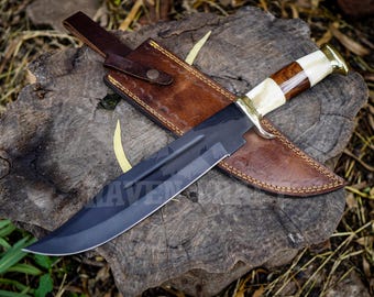 Handmade Bowie Knife With Sheath -  D2 Steel Blade - 18 Inch Camping, Hunting Outdoor Knife, Best Christmas Gift For Men