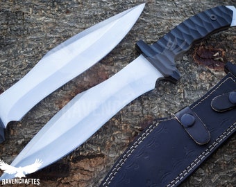Handmade Hunting Bowie Knife with Leather Sheath | Outdoor Full Tang Knife | Christmas Gift for Men