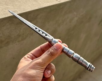 Handmade 9 Inch Damascus Steel Tri Dagger Knife, Camping Gift