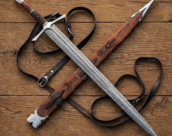 Custom Damascus Viking Sword, Real Medieval Long Sword, Hand Forged Blade, Gift for Him