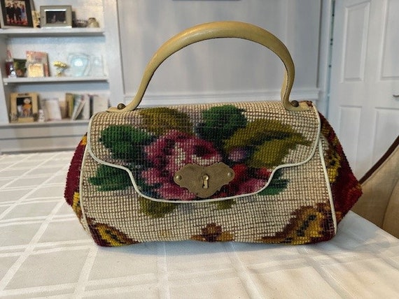 Vintage 1950's Koret Floral Carpet Bag Purse - image 1