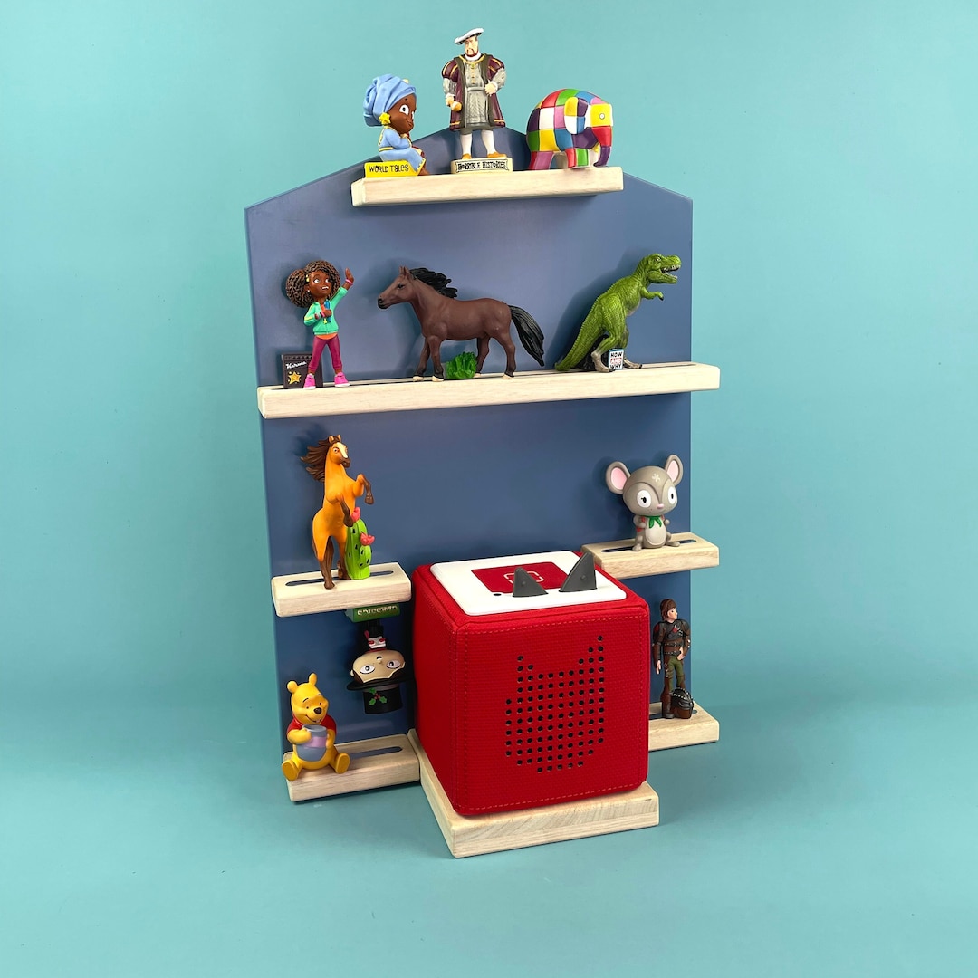 Tonies Shelf Blue Wooden Shelf for Tonies Characters and Toniebox by