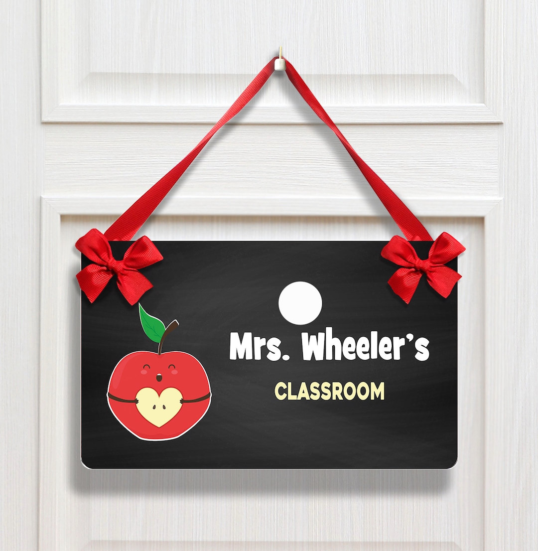 Teacher Name Sign Cute Little Red Apple Theme Teacher - Etsy