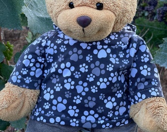 Kapuzenshirt „Pfotenliebe“ für Bären und andere Plüschtiere – verschiedene Größen – personalisierbar – handgefertigt