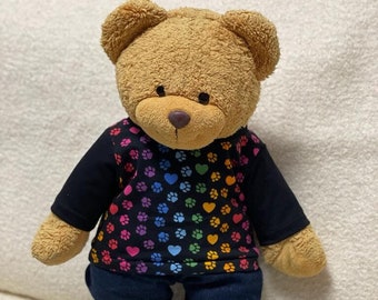 Chemise « Rainbow Paws » pour ours et autres peluches – différentes tailles – fait main