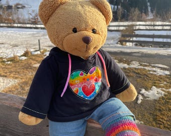 Kapuzenshirt „Herzleuchten“ für Bären und andere Plüschtiere – verschiedene Größen – handgefertigt